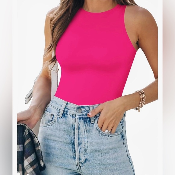 MANGOPOP Tank Top Body Suits Sexy Crew Neck Racerback Halter - Picture 1 of 10